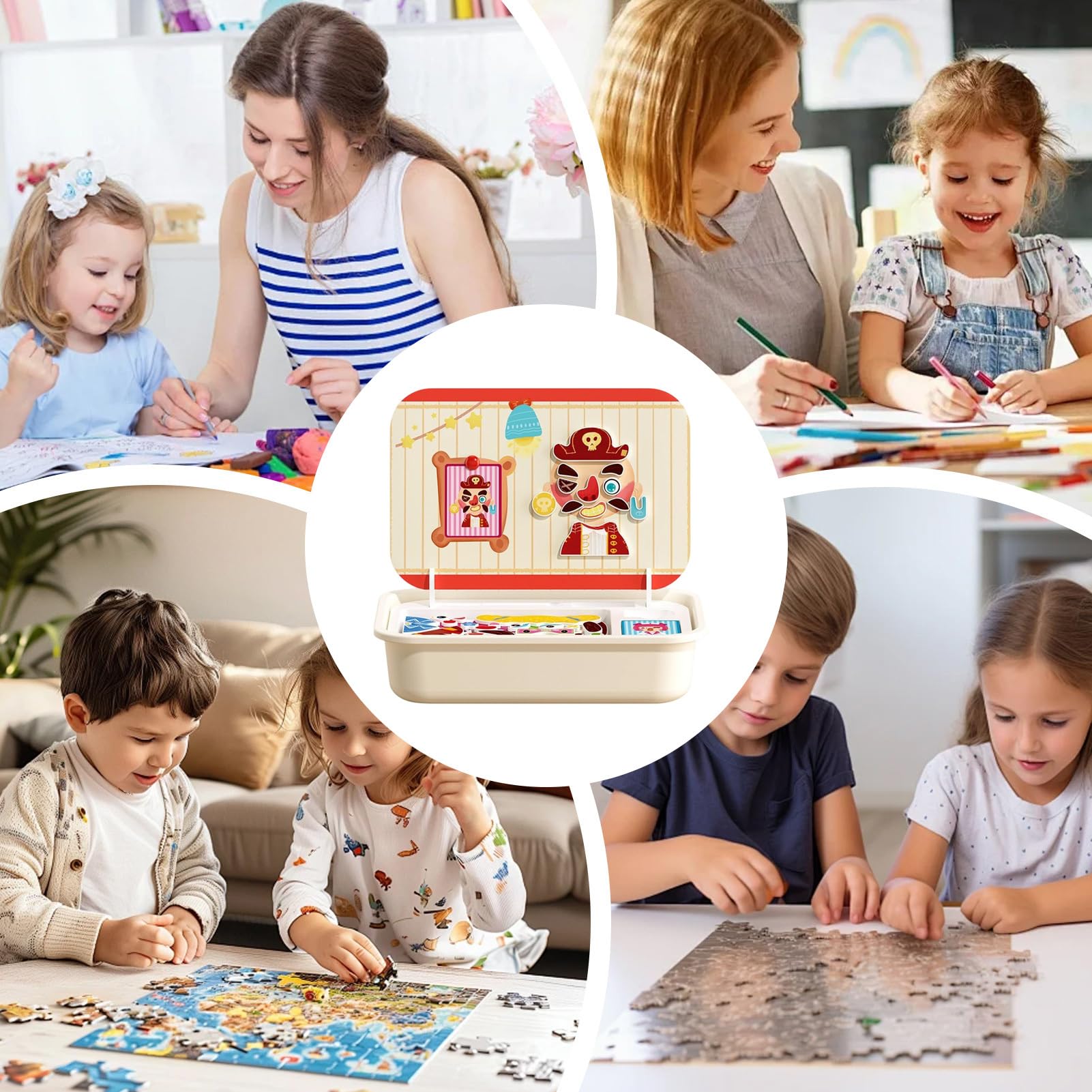 Magnetyczne Puzzle Tablicowe Drewniana Magnetyczna Gra Układanka Stołowa Z