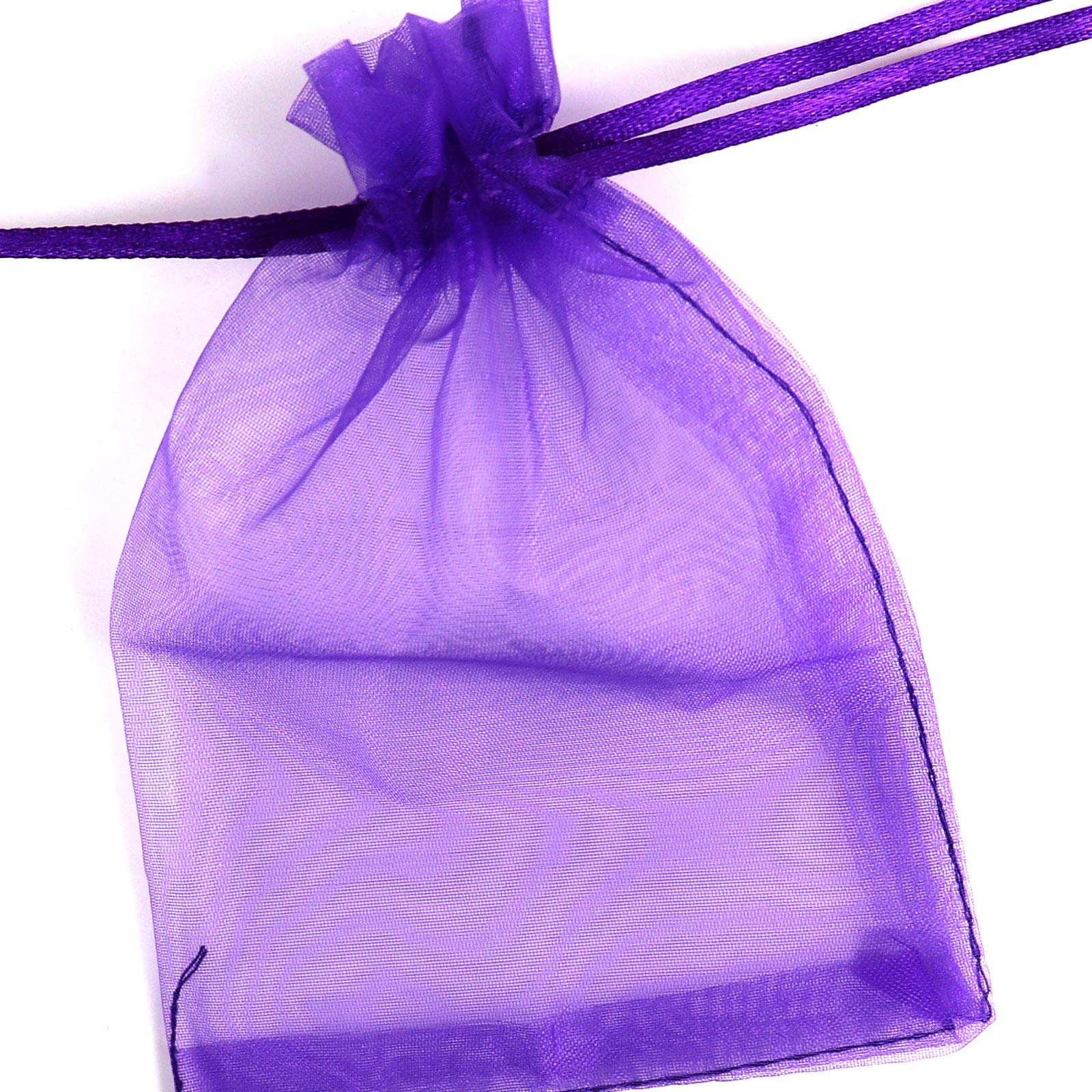 100 sacchetti in organza, 7,6 x 10,2 cm, sacchetti regalo in organza viola, piccoli sacchetti a rete con coulisse, sacchetti regalo di Natale in organza (7,6 x 10,2 cm, viola)