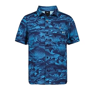 Under Armour Boys Outdoor Short Sleeve Shirt, Woven Button Down, Collared Neckline