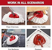 Vista 4 de O-Ceda Easy Wrin Spin Mop Reemplazo – Paquete de 8 cabezales de mopa giratoria de microfibra, repuestos de limpieza fáciles