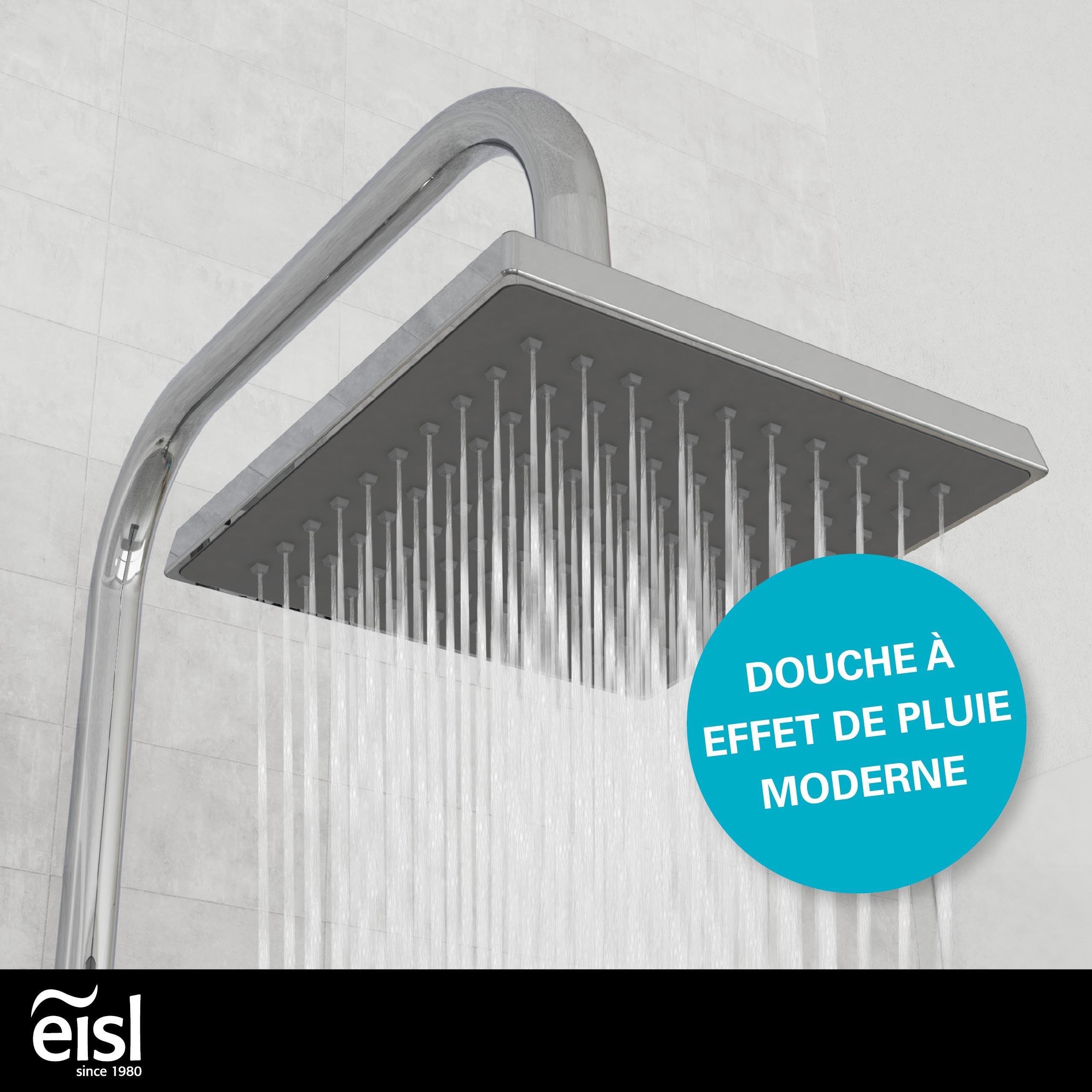 EISL Colonne de Douche Pluie 2en1, Pommeau Anti-Calcaire, Chrome