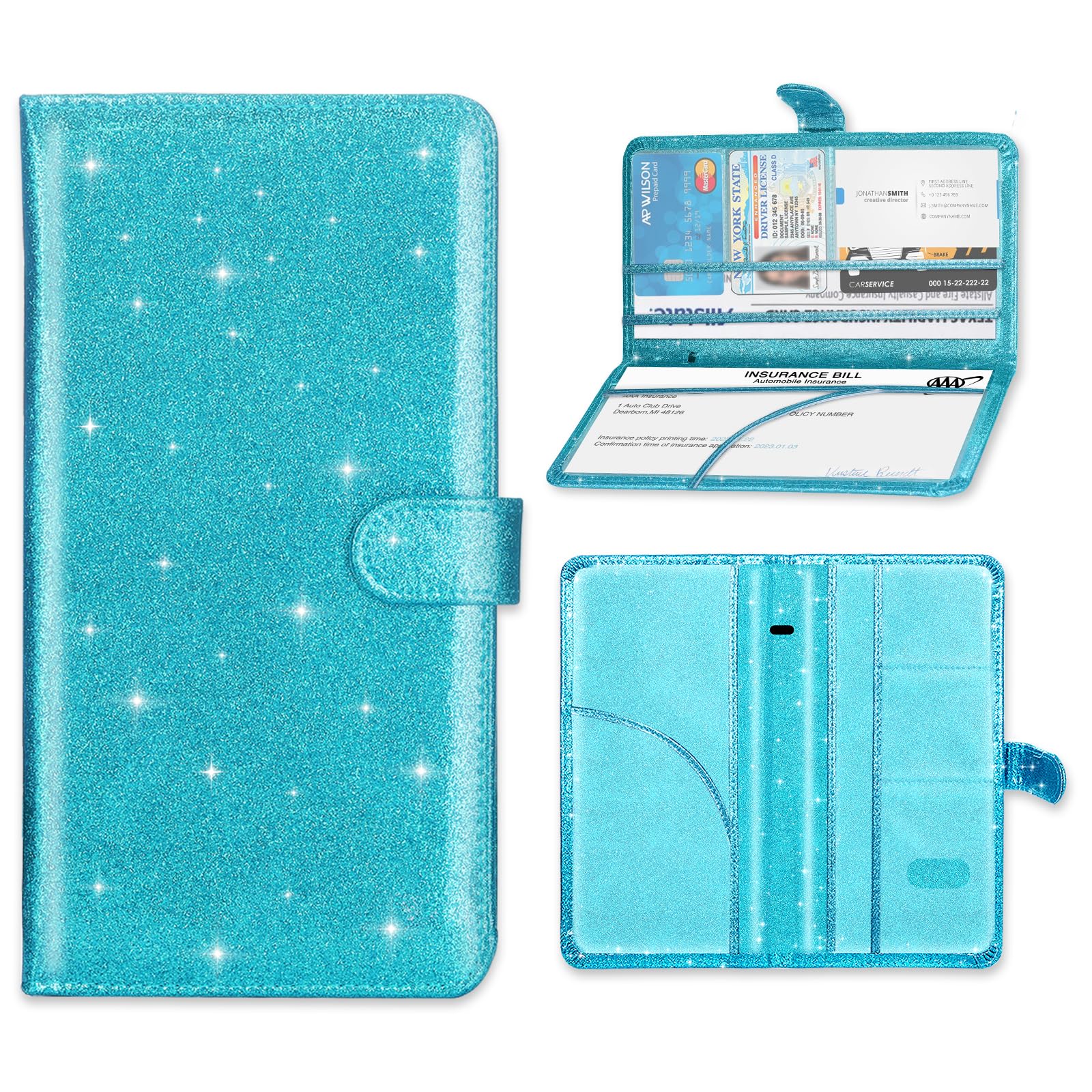 Car Registration and Insurance Card Holder Document Holder for Cards Driver Vehicle License Document Glove Box Compartment Organizer