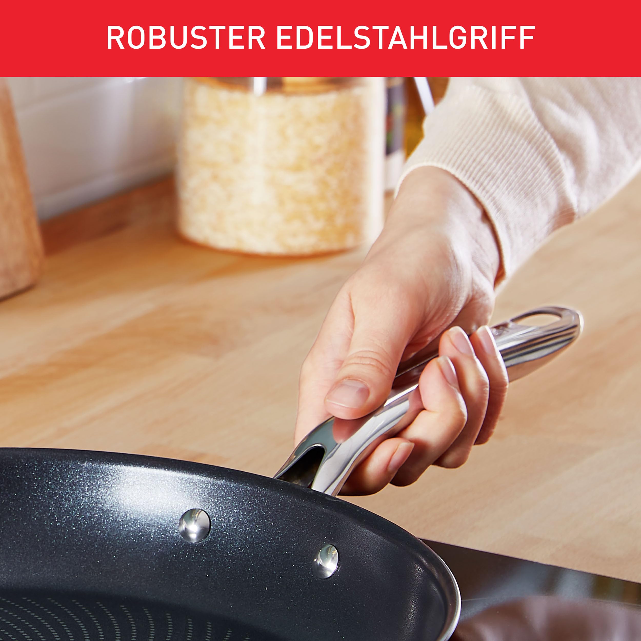 Tefal Infinite Pfanne Induktion 28 cm, Bratpfanne mit Antihaftversiegelung, Thermo-Signal bei idealer Brattemperatur, einfache Reinigung, für alle Herdarten geeignet, Premium-Edelstahl, H81506