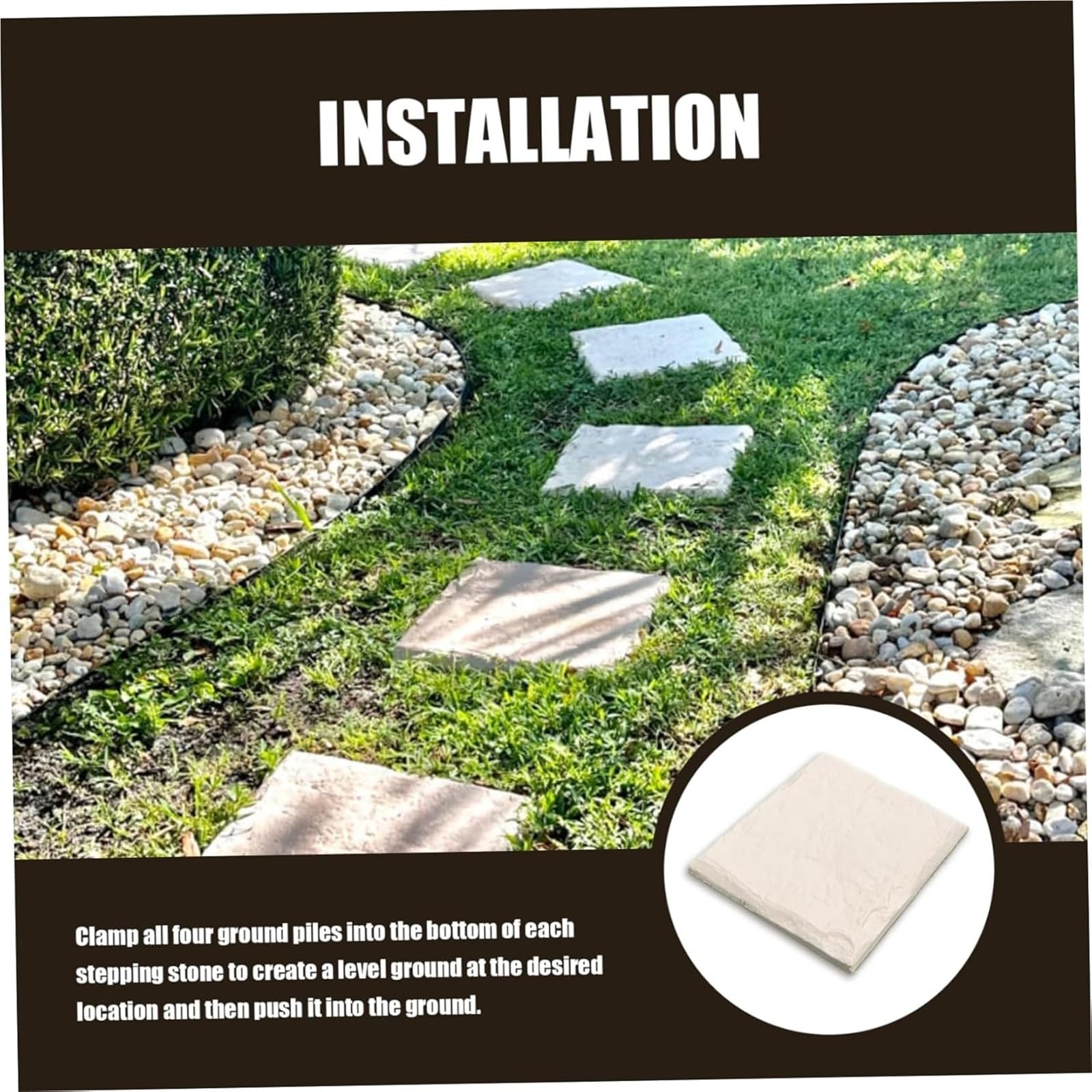 Dalles de pas japonais résistantes aux intempéries for allées, pavés en résine durable de 40 cm avec piquets, à enfoncer dans le sol for allées, pelouses et jardins.
