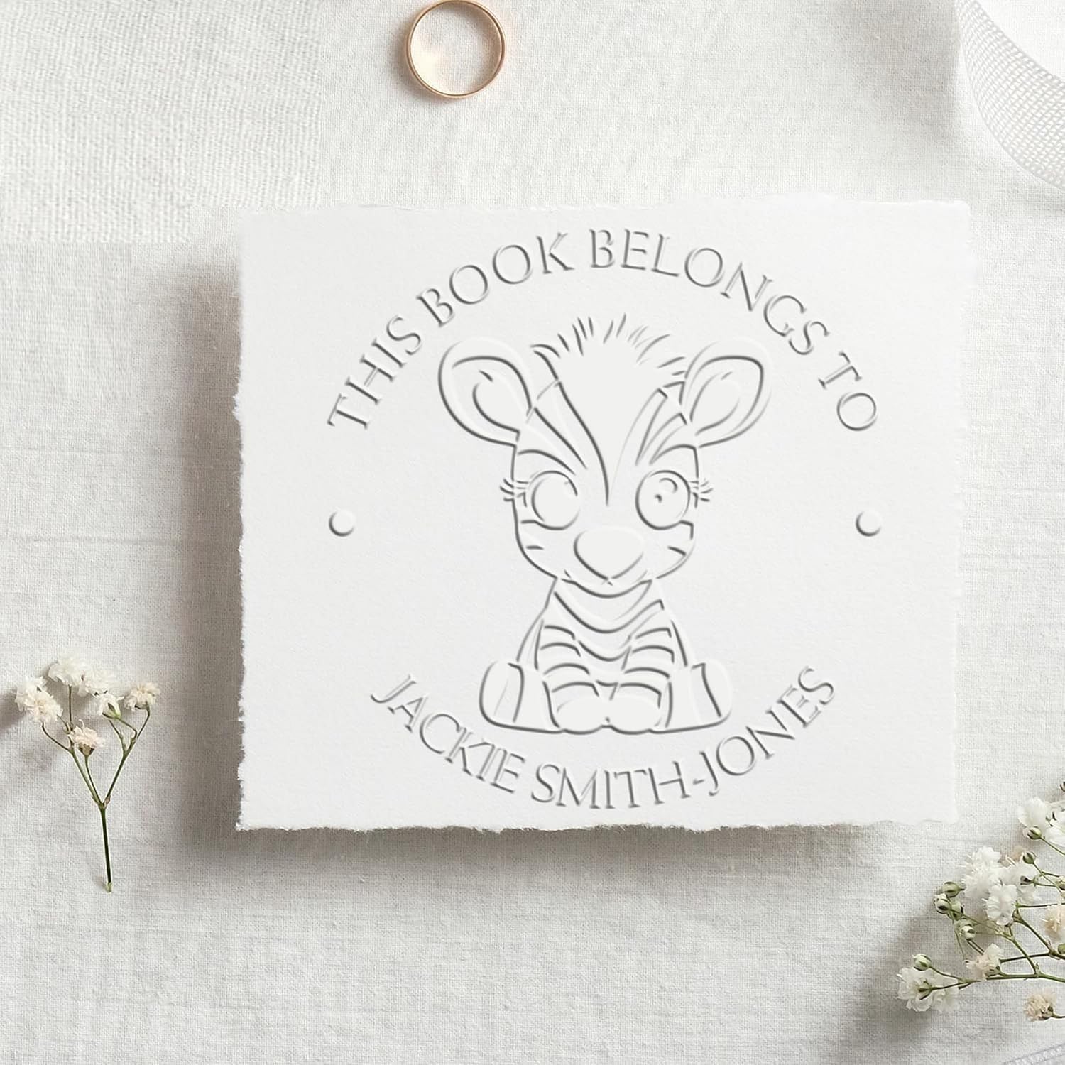 Personalized Bookplate Paper Embosser, Custom Made 'Read It, Love It' Embossed Stamp, 1-5/8 Size - Ideal for Librophiles, Desk Zesty Zebra Design, 'Book Belongs to' Embossing Seal, Custom Desk Seal