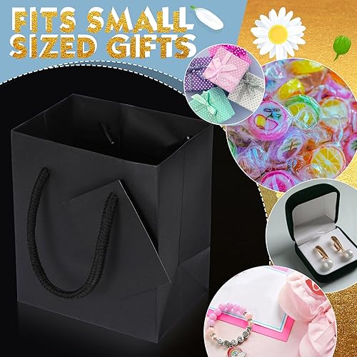 Miniatura 4 de Zhehao Paquete de 50 mini bolsas de regalo a granel de 4 x 2.75 x 4.5 pulgadas, pequeñas bolsas de regalo de agradecimiento de papel extra pequeñas