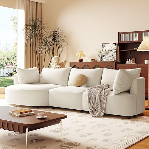 NordStorm Juego de sofá modular en forma de L de 109 pulgadas con 2 almohadas, moderno sofá de esponja de estilo minimalista para sala de estar,