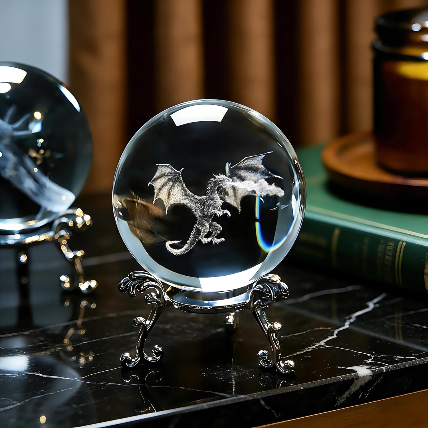 HDCRYSTALGIFTS Dragon Crystal Ball, 2.36 Inch (60mm) 3D Laser Engraved Glass Decorative Ball for Birthday Xmas Glass Animal Figurines Dragon Gifts for Home Room Office Decor - Image 6