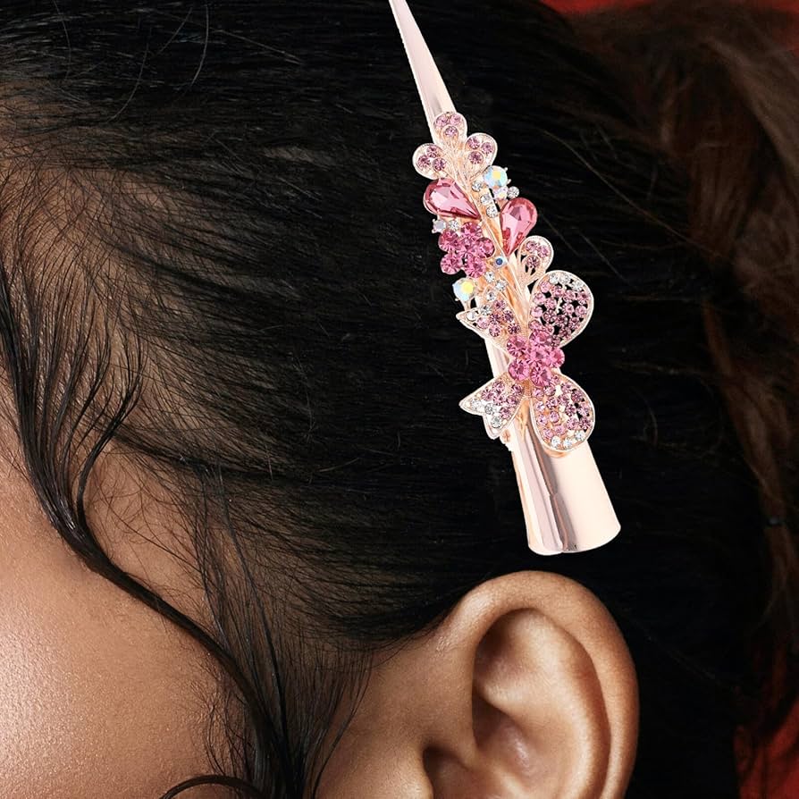 ストーン付きピンクヘアクリップ 楽天市場】【残り1p】バレッタ ラインストーン フラワー ピンク