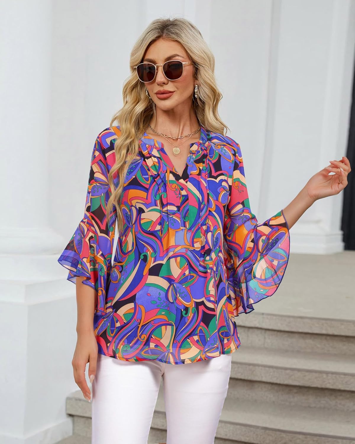 Timeson Women's 3/4 Sleeve Dressy Casual Top - Image 5