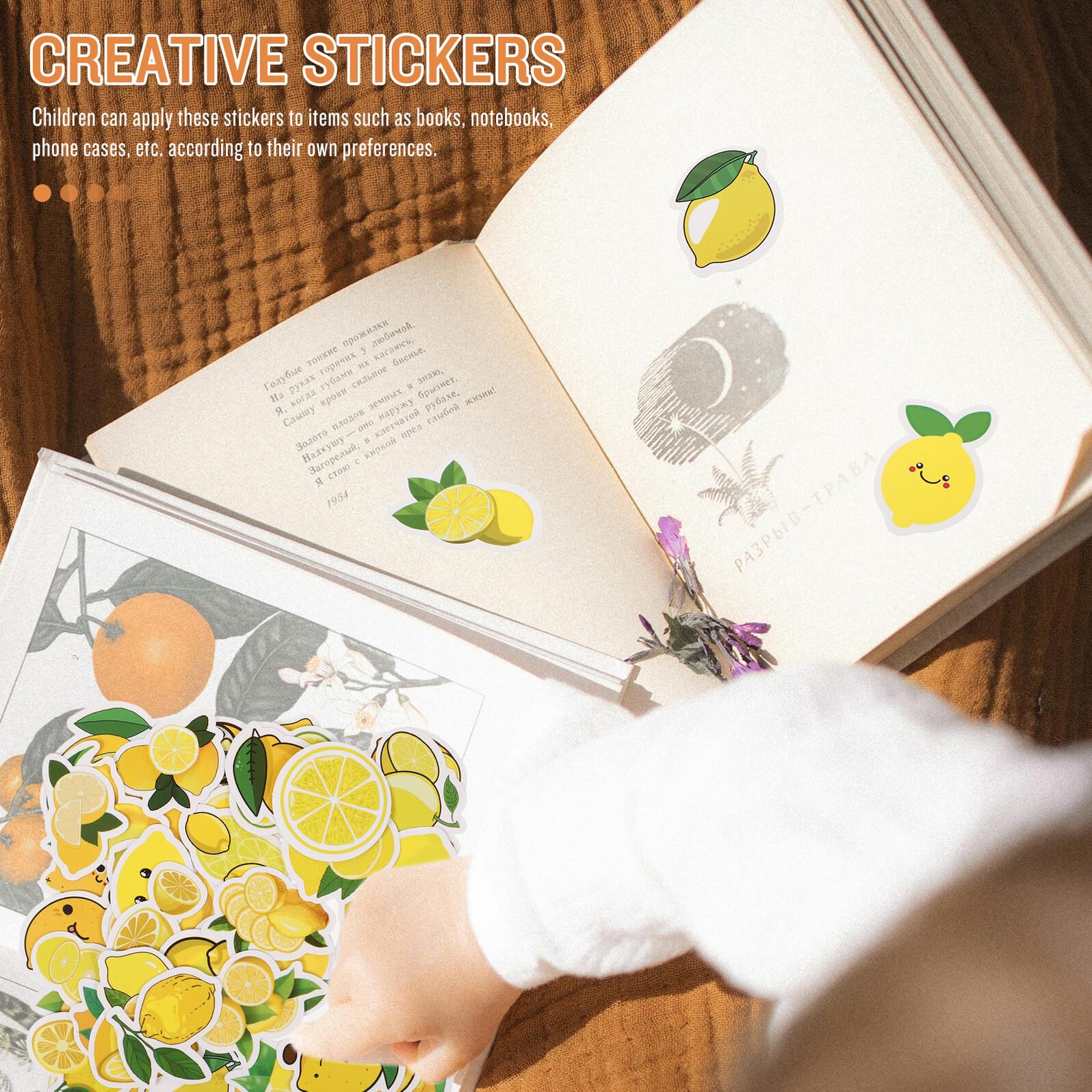 Pegatinas de Limón Decorativas 50 Unidades para Niños Adhesivas Color Amarillo Dibujo Animado Bricolaje Habitación Colegio Fiesta Verano