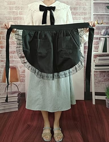 Miniatura 4 de Chef - Delantales de cintura de algodón blanco para el hogar, cocina, restaurante, accesorios de fotos, floristería, camarera, media delantal de