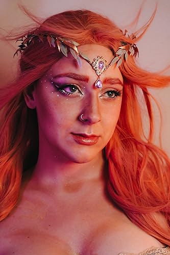 Miniatura 9 de MOSTORY Corona de flores de hada verde hecha a mano  Circlet de elfo del bosque, hoja de bosque, corona de elfos para mujeres y niñas, disfraz