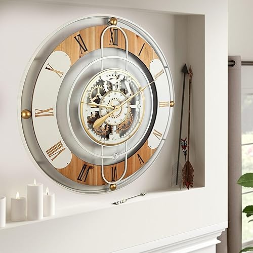 Miniatura 3 de ImprovingLife The Gears Clock - Reloj de pared con engranaje móvil real de 36 pulgadas, línea Suiza (blanco, 36 pulgadas (35.4 in)