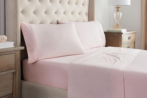 Miniatura 2 de Waverly Juego de sábanas y fundas de almohada de algodón fresco, tamaño California King, rosa pálido, 4 piezas