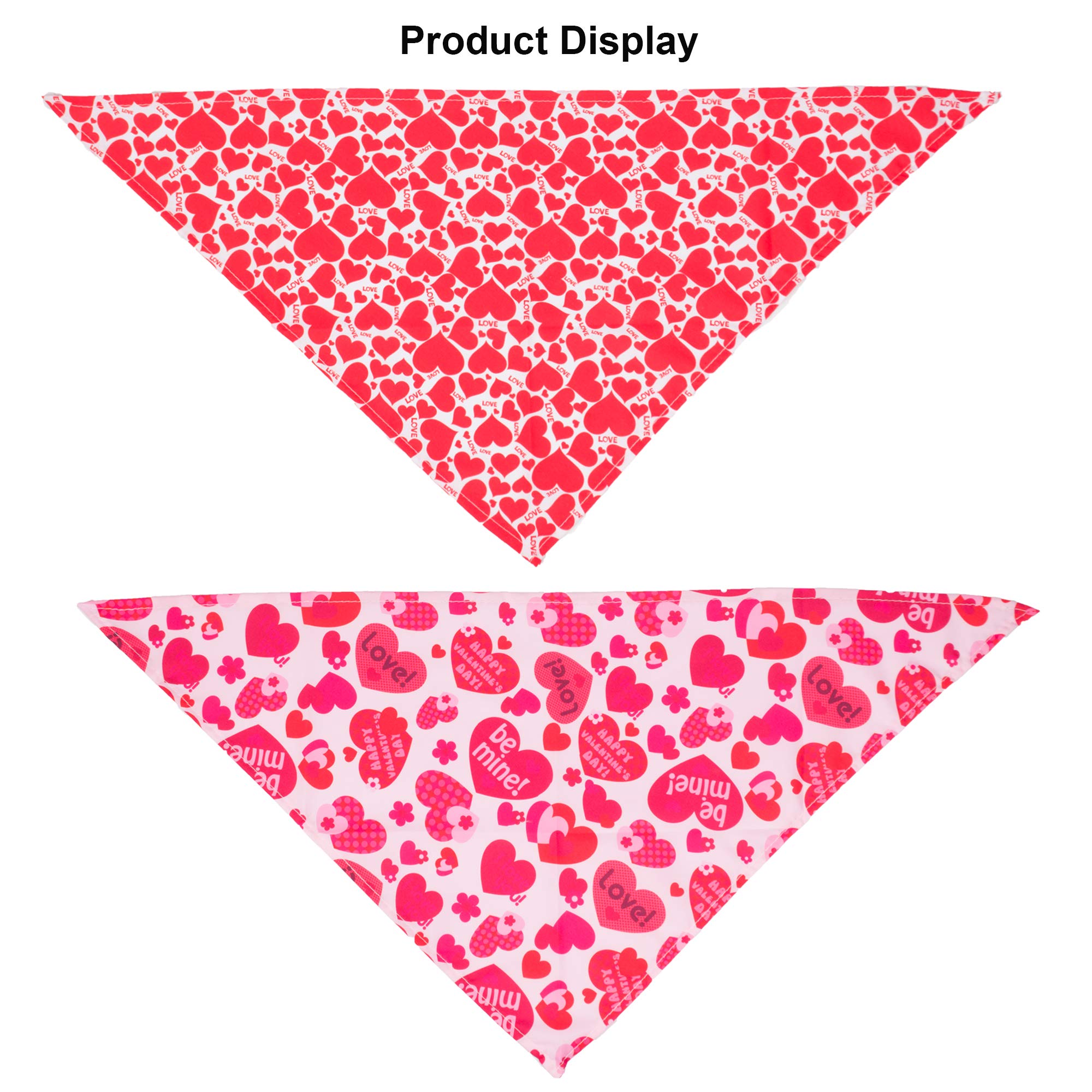 ADOGGYGO Paquete de 4 pañuelos triangulares para perros de San Valentín, bufanda triangular para mascotas, color rojo y rosa, con patrón de corazón, para perros medianos y grandes (grande)
