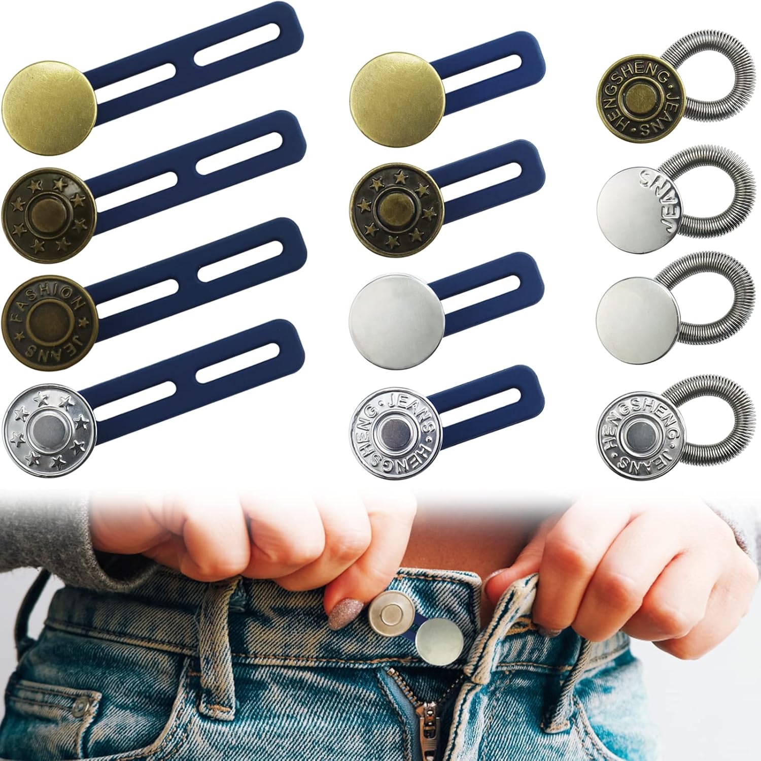 12 Pcs Button Extender for Jeans Pants Button Extenders