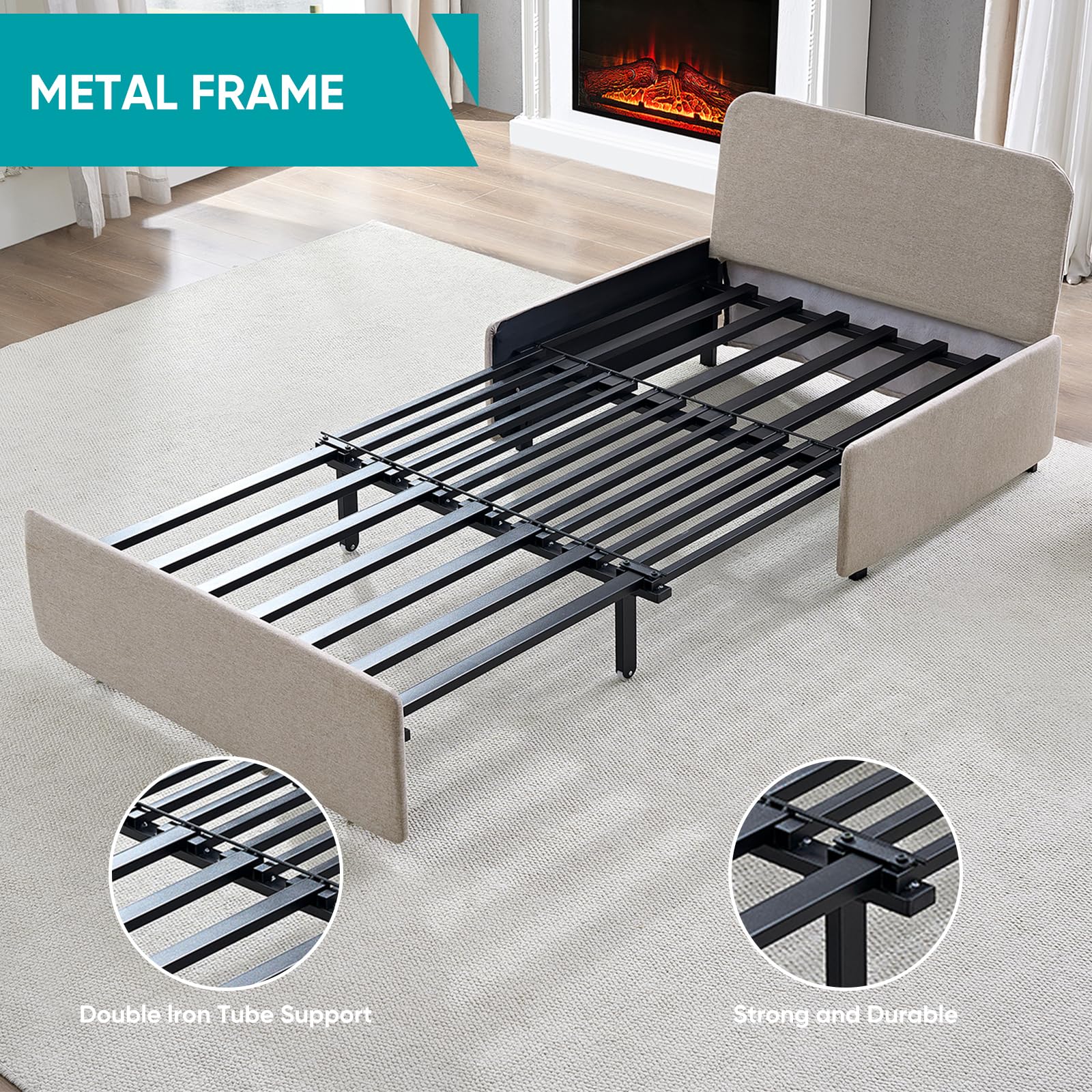 BALUS 43' W Twin Size Pull Out Sleeper Sofa Bed Couch with Pullout Beds, 2 in 1 — product photo