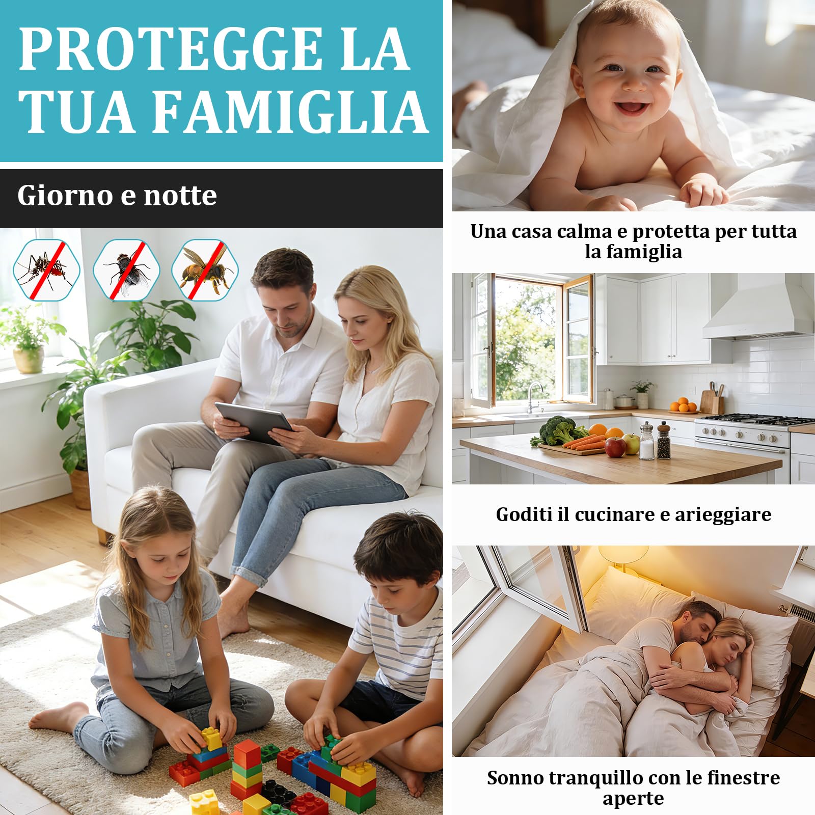 Apalus Zanzariera Universale Finestra 150 x 180 CM, Set 2 Pezzi – Rete Zanzariera Fissa Regolabile - CON Taglierino e Smoother per Installazione, Nera