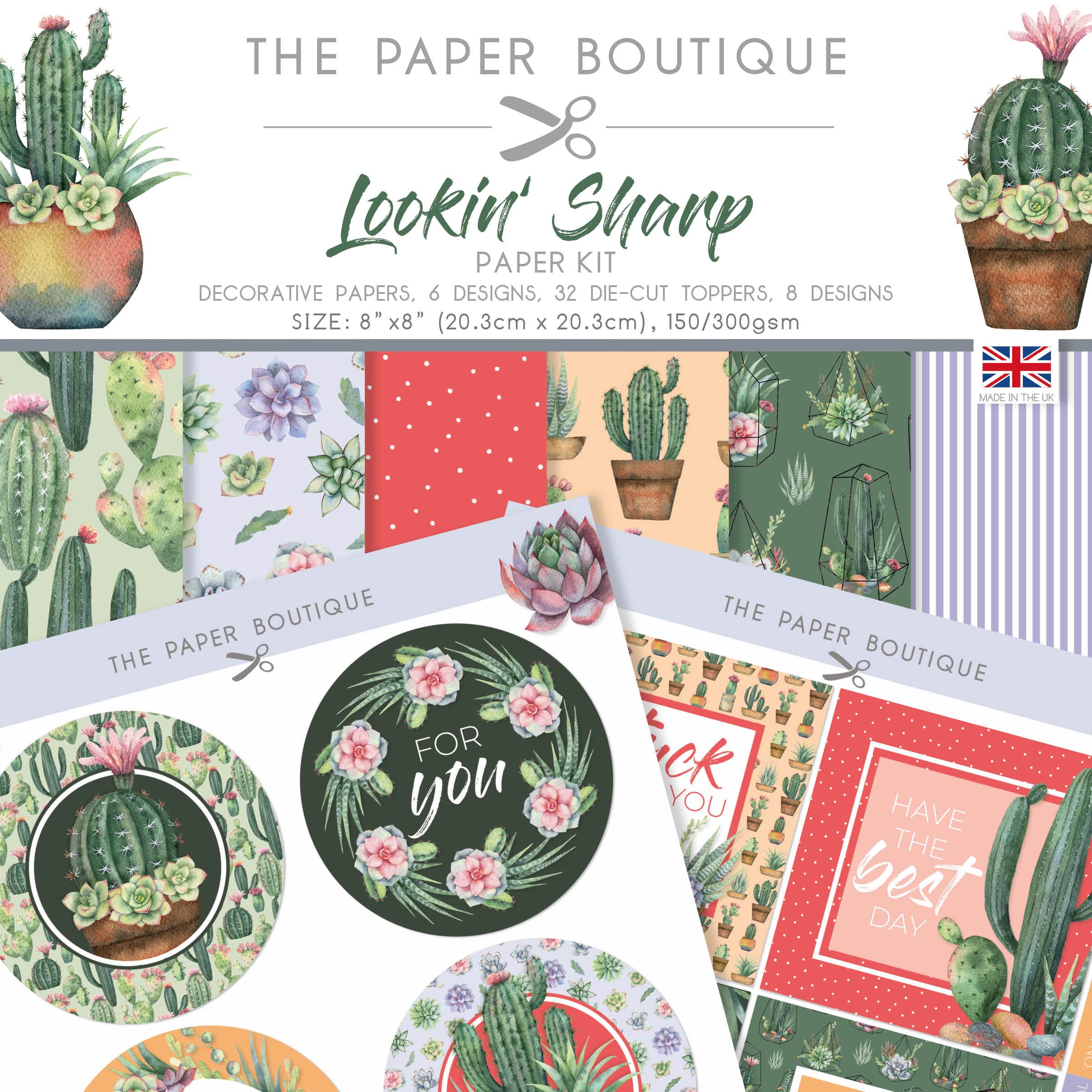 Creative World Of Crafts Multicoloured Boutique-Lookin Sharp-Paper Kit, 8 X 8 Inches