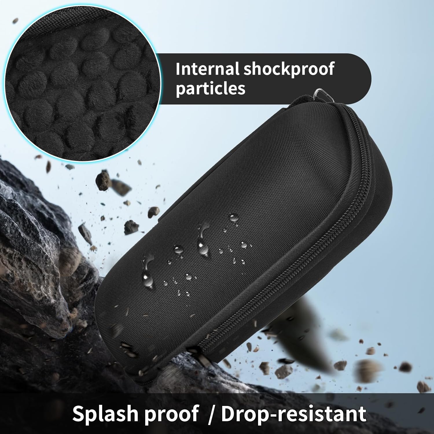 Travel Case for JBL Flip 7/Flip 6/5 Bluetooth Speaker, Custom-Fit Shockproof Protective Bag, Anti-Roll Groove, Water-Resistant with Detachable Shoulder Strap & Carabiner (Case Only) - Image 5