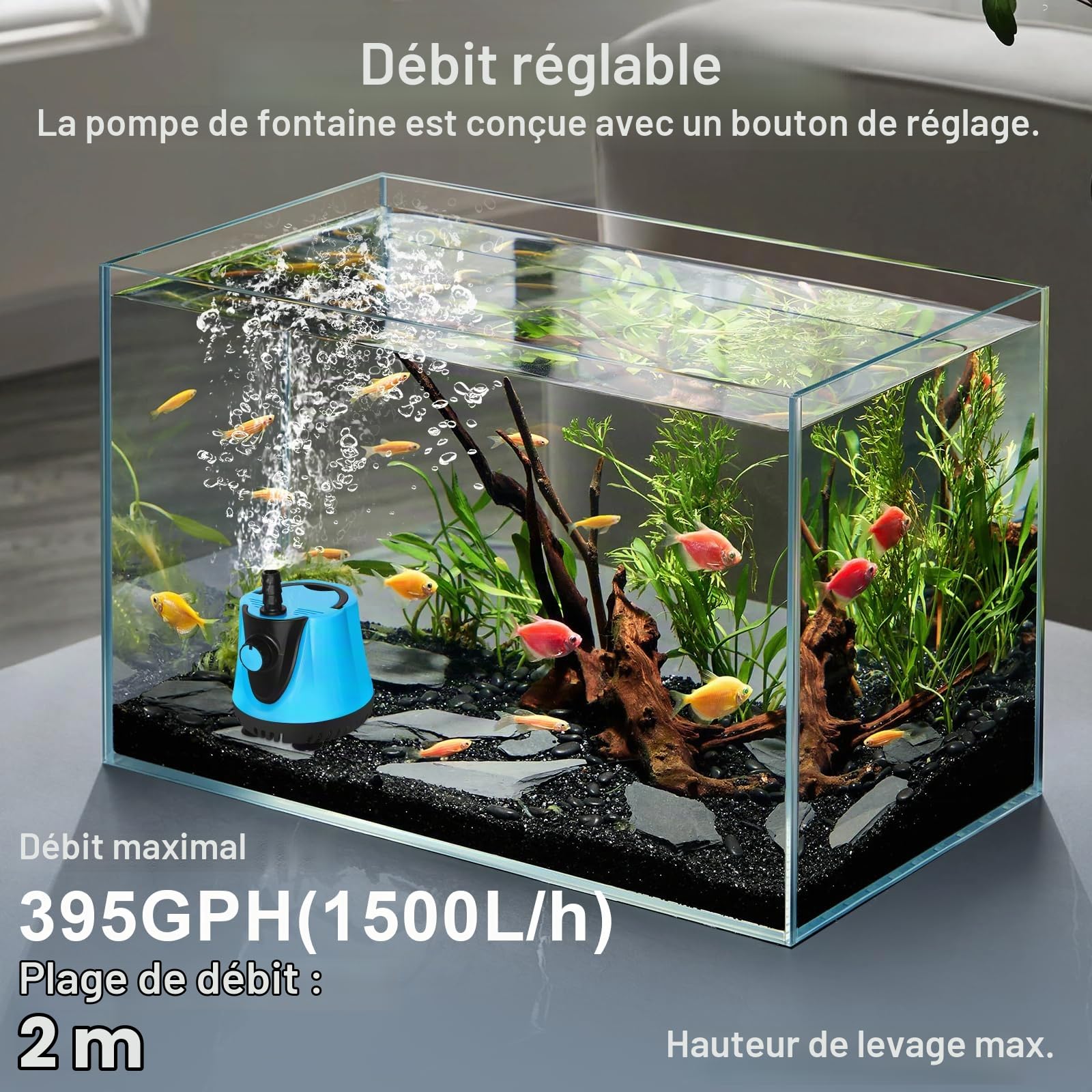 Pompe à Eau Submersible 25W 1500L/H Pompe d'aquarium, Pompe Submersible, Ultra Silencieuse Pompe de Fontaine, Pompes à Eau pour Aquarium, Bassin, Fontaine, Hydroponique