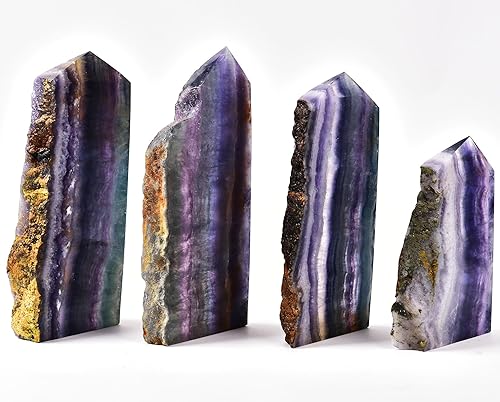 Miniatura 4 de AMOYSTONE Grandes torres de fluorita de cristal curativo con obelisco de arco iris, bloque de piedra grande, decoración del hogar, curación de
