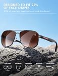 LUENX Lunettes de soleil Aviator carré pour hommes polarisé UV400 Alésages en polygone
