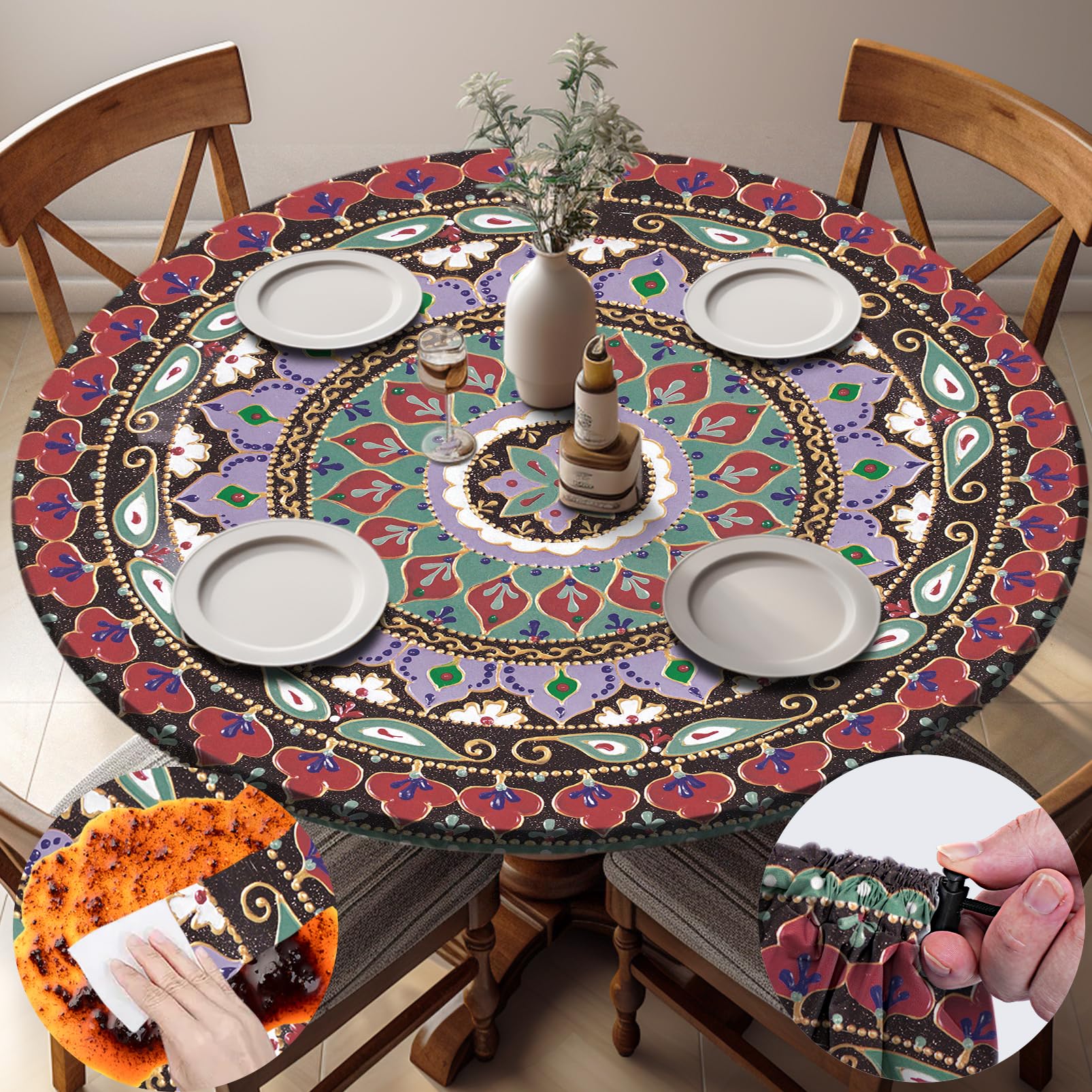 Photo 1 of opstellen Fitted Round Tablecloth for 36-44" Tables