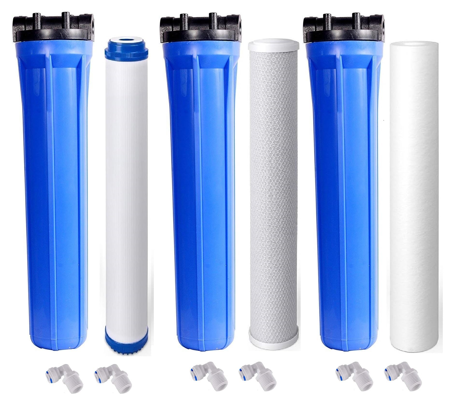 RO Water Purification 20" Prefilter Housing Set Kit of 3(CTO,GAC,Spun) Heavy Quality for Commercial Purpose (Blue)-image-12