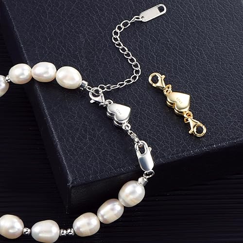 Miniatura 6 de Cierre magnético de plata de ley 925 con forma de corazón, cierre magnético, cierre y cierre de plata de ley, doble pulsera, cierre de langosta