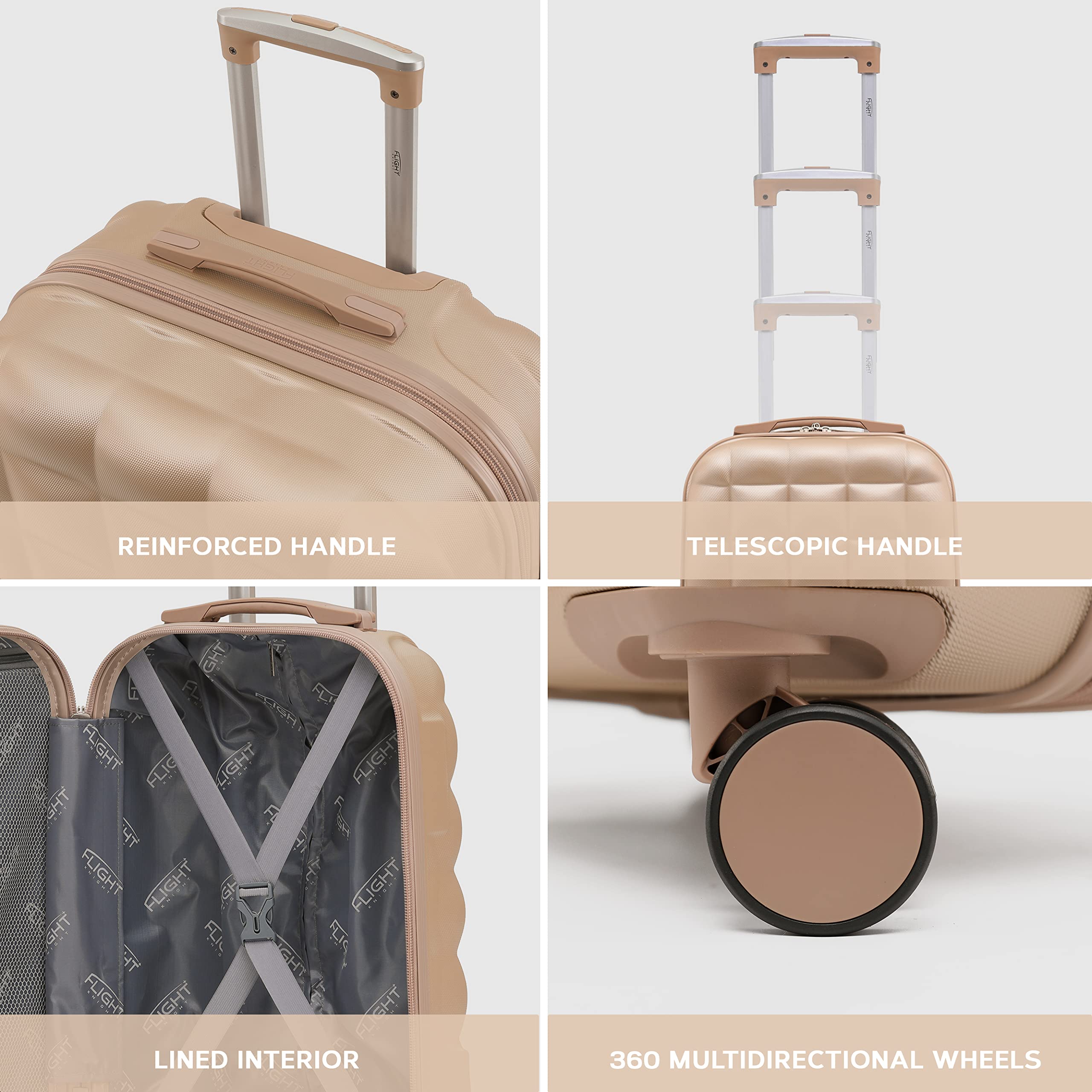 Flight Knight Bubble Suitcase Ryanair easyJet Jet2 Approved 8 Wheel Hardcase Suitcases Cabin or Medium & Large Check-in Sizes