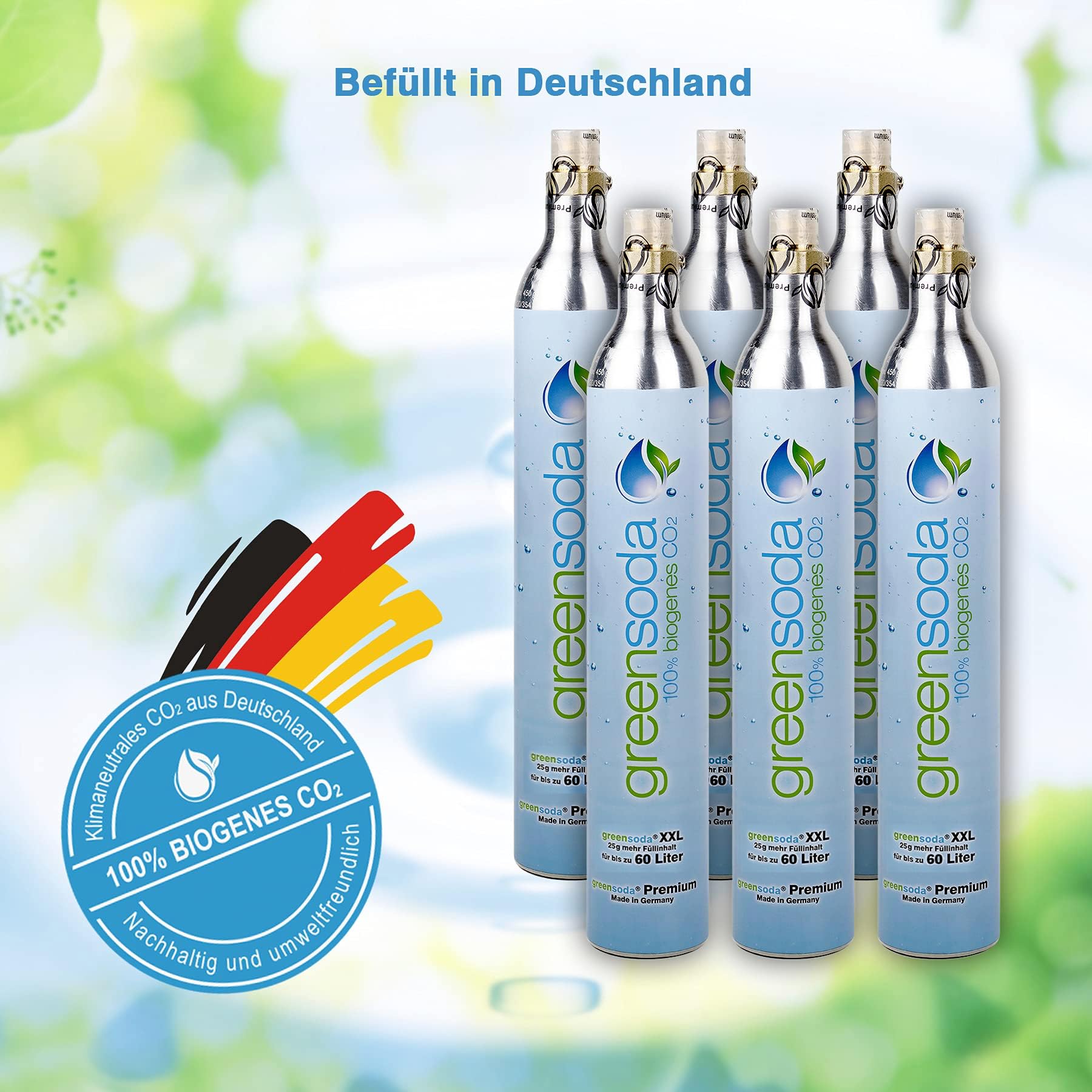 SODAPOP Cylindre de CO₂ Universel - 425 g d'acide carbonique pour jusqu'à 60 litres d'eau gazeuse fraîche - Convient pour Machine à gazéifier l'eau, Sodastream, Arke, etc