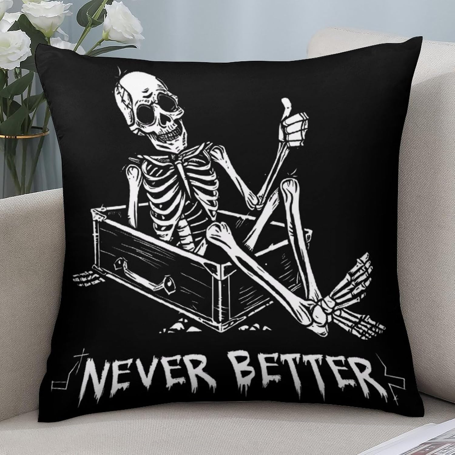 Never Better Printed Throw Pillow Case 4 Pcs Soft Pillowcases Pillows Covers Sofa Bed Decor 12/14/16/17/18/20/22/24/32 Inches