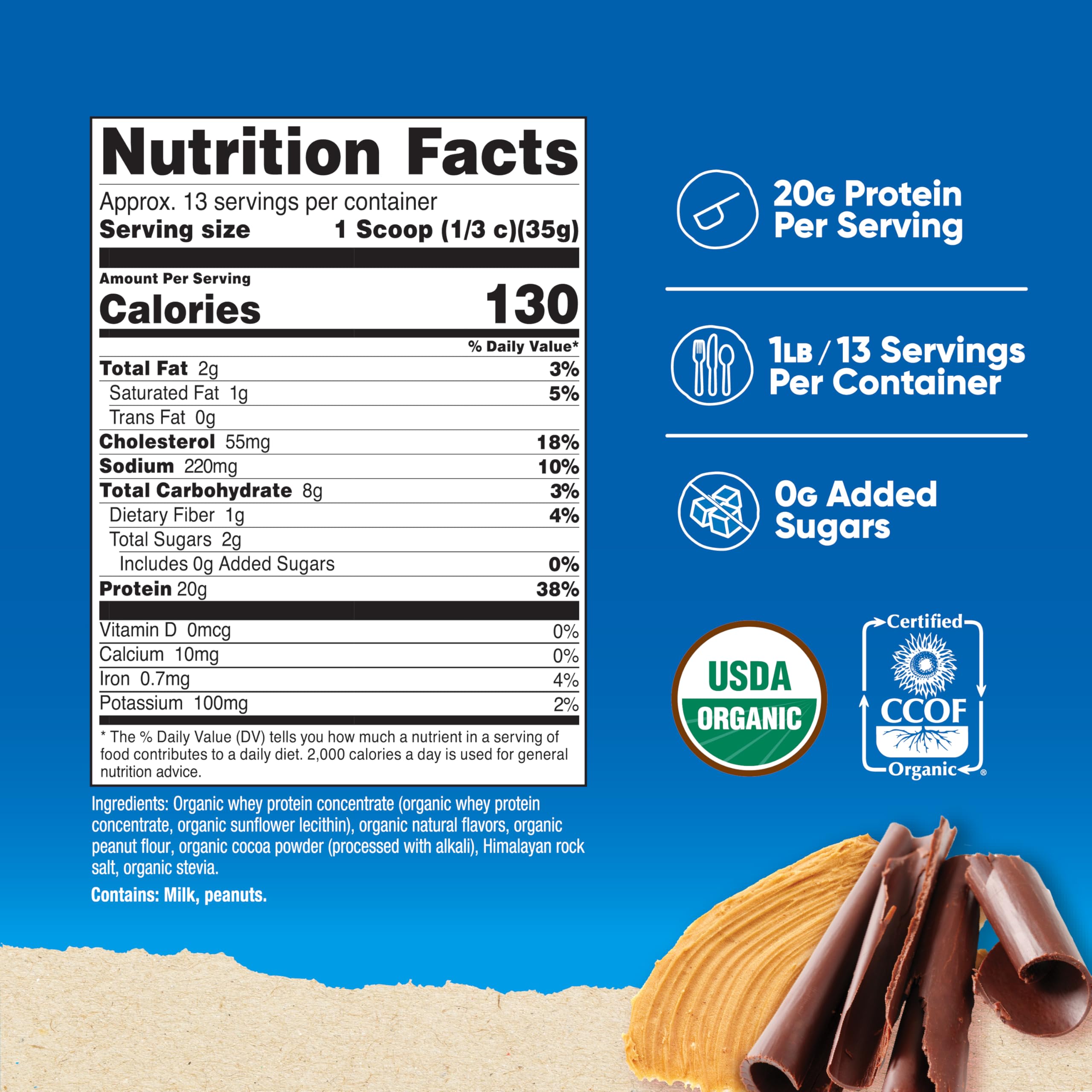 Nutricost Organic Whey Protein Concentrate Powder (Chocolate PB) 1LB — Amazon image 2