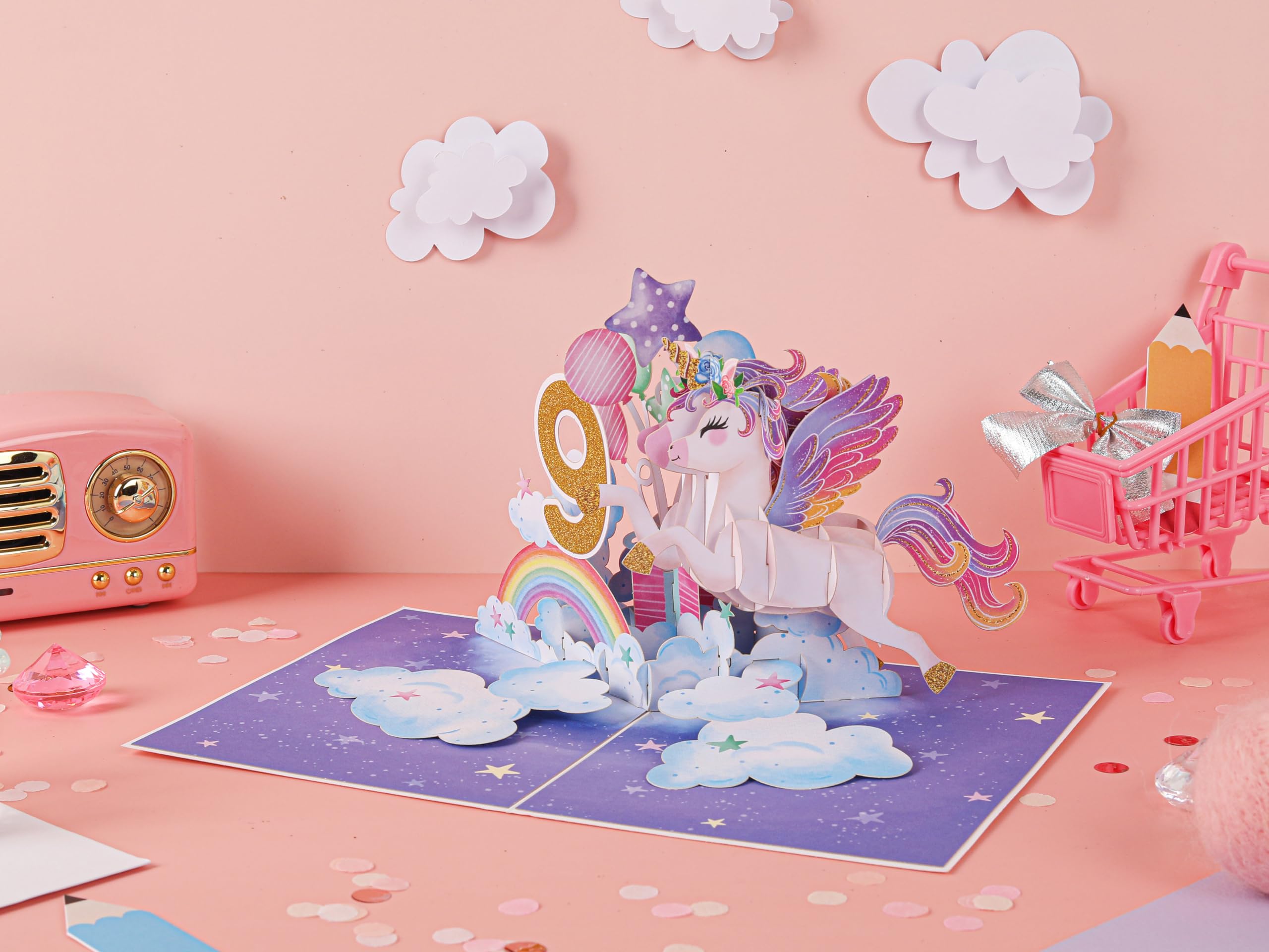 Postal Cumpleaños Happy 9th Birthday Pop Up Tarjeta Para Niña, 9 Años De  Edad, Idea De Felicitacion Cumpleaños, image size:2560x1920