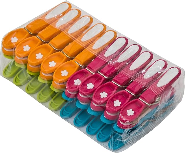 Clothes Pegs For Washing Line for Sheets, Blankets, Towels, Shirts, Underwear and More | Extra-Strong Washing Line Pegs with Non-Slip Pads in Assorted Colours - Reliable Washing Pegs - 20 Pegs