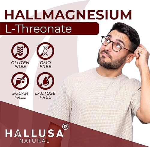 Miniatura 4 de HALLMAGNESIUM L-Threonate 2000mg - Polvo de magnesio calmante, cápsulas de magnesio para la salud del cerebro, apoyo cognitivo y apoyo para dormir,