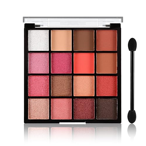 Miniatura 62 de Boobeen Paleta de sombra de ojos colorida, 16 colores, sombra de ojos mate y purpurina, paletas de sombras de ojos brillantes, mezclable, fácil