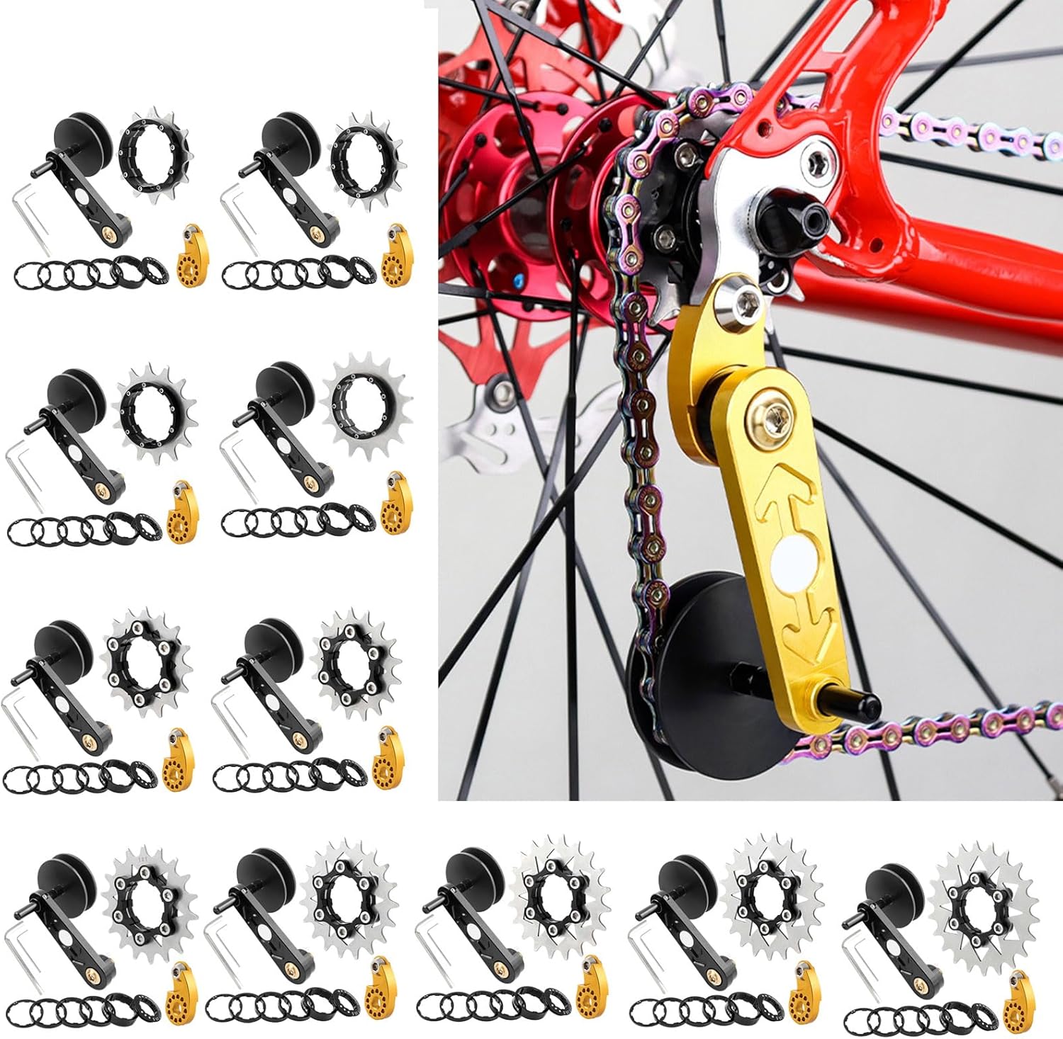 シングルスピードチェーンテンショナーカセットCOGSバイクチェーン