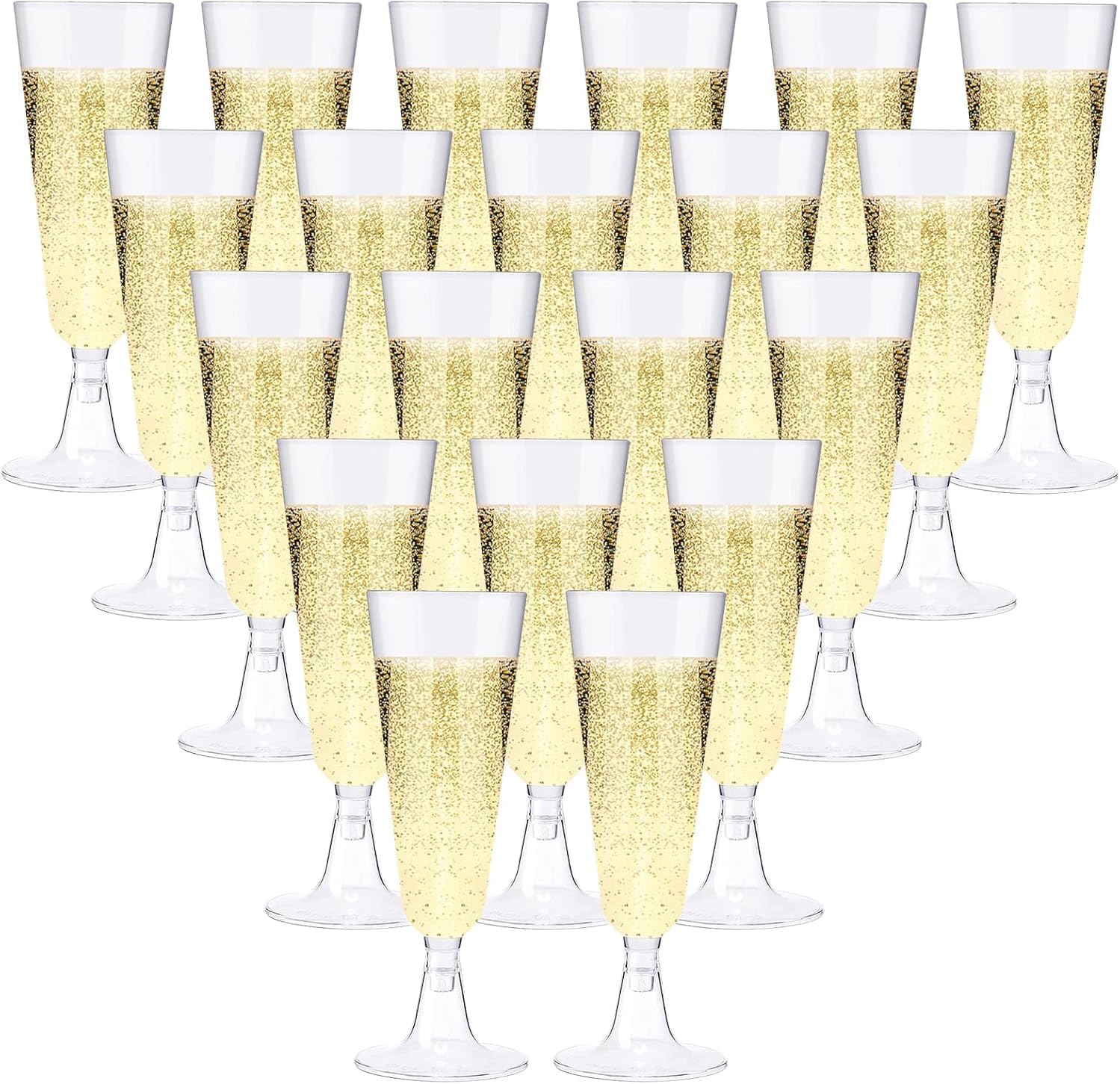 60 Flute da Champagne Eleganti in Plastica, 160ml, Calici Rigidi, Bicchieri Trasparenti Per Vino, Feste, Matrimoni, Compleanni