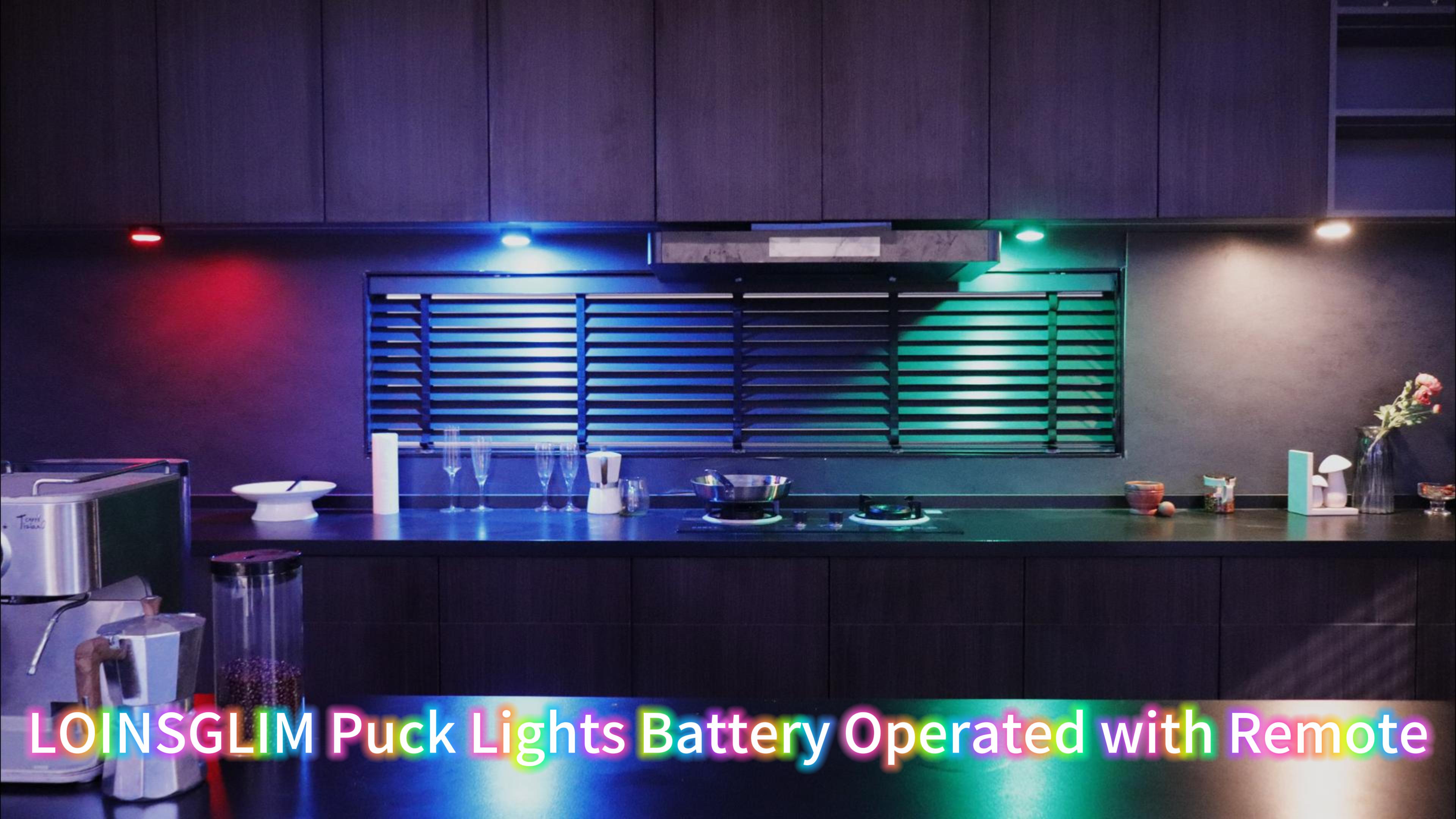 Image of Puck Lights with Remote,Under Cabinet Lighting Wireless,Battery Operated RGB LED Lights Dimmable,7 Colors Push Lights for Closet,Kitchen,Under Counter Lights Bar Display Shelf (6pack)