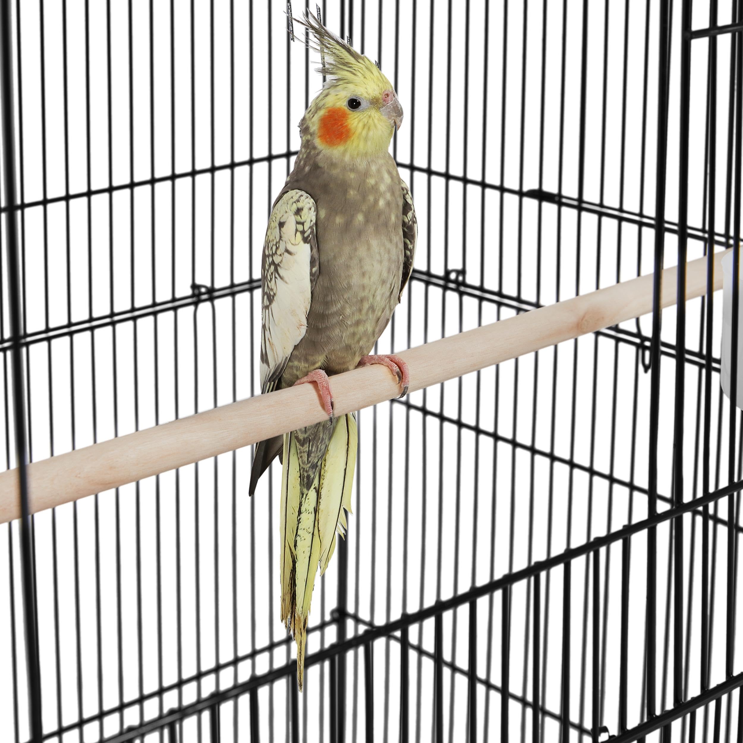 Yaheetech Vogelkäfig groß, 79 × 49 × 134,5 cm, Vogelvoliere mit 3 Sitzstangen, Papageienkäfig mit 6 Türen, Käfig für Wellensittich, 4 Futternapf, Schmutzwanneneinsatz, Schwarz