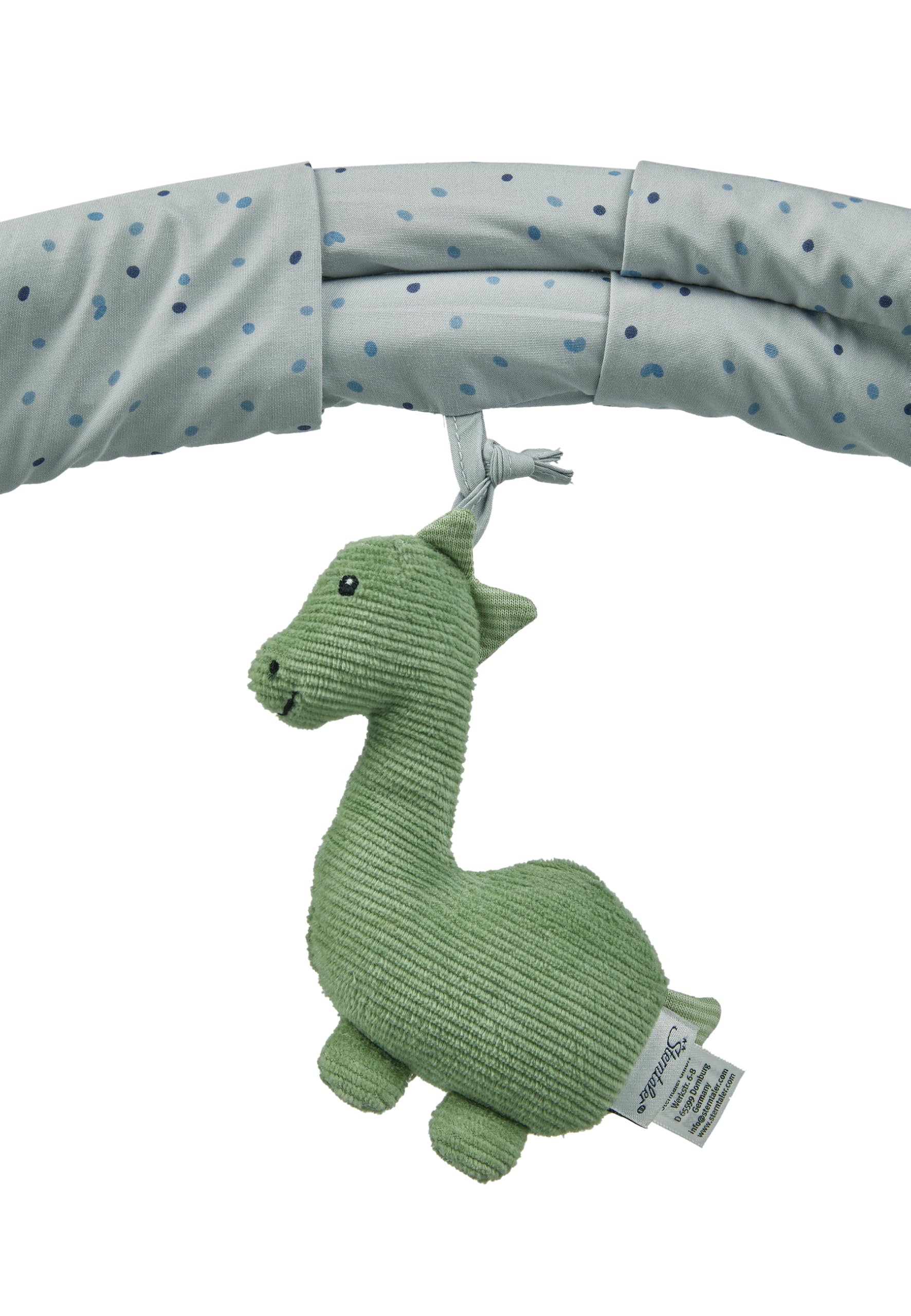 Sterntaler Spielbogen Dino Rexi - Spielbogen aus Velour und bedrucktem Baumwoll Mischgewebe - Baby Spieldecke mit Bogen und Spielfiguren zum Abnehmen - Baby Spielzeug mit Knisterpapier, graublau