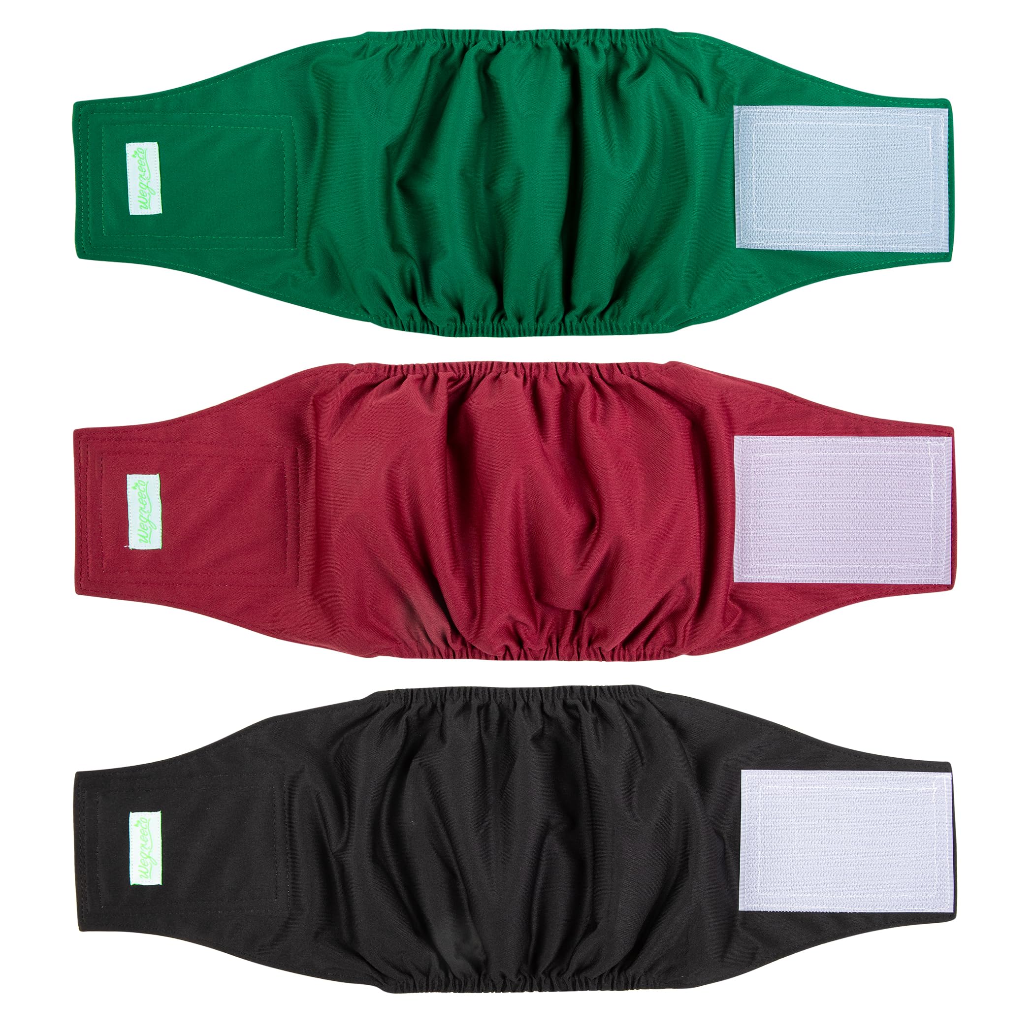 wegreeco Washable Male Dog Belly Band (Stylish Pattern)- Pack of 3 - Washable Male Dog Belly Wrap, Dog Diapers Male (Burgundy, Black, Jade, Large)