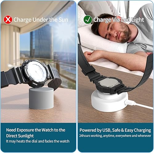 Miniatura 7 de Cargador rápido de reloj solar, luz LED para cargar relojes solares con tapas de tamaño, función de apagado automático de 8 horas, compatible con