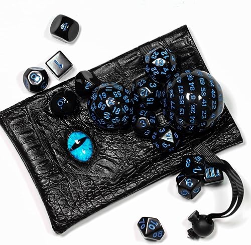 Vista 19 de Juego completo de 15 dados poliédricos DND D3-D100 con bolsa de dados de ojo de dragón, dados D100 para Calabozos y Dragones, juegos de mesa RPG
