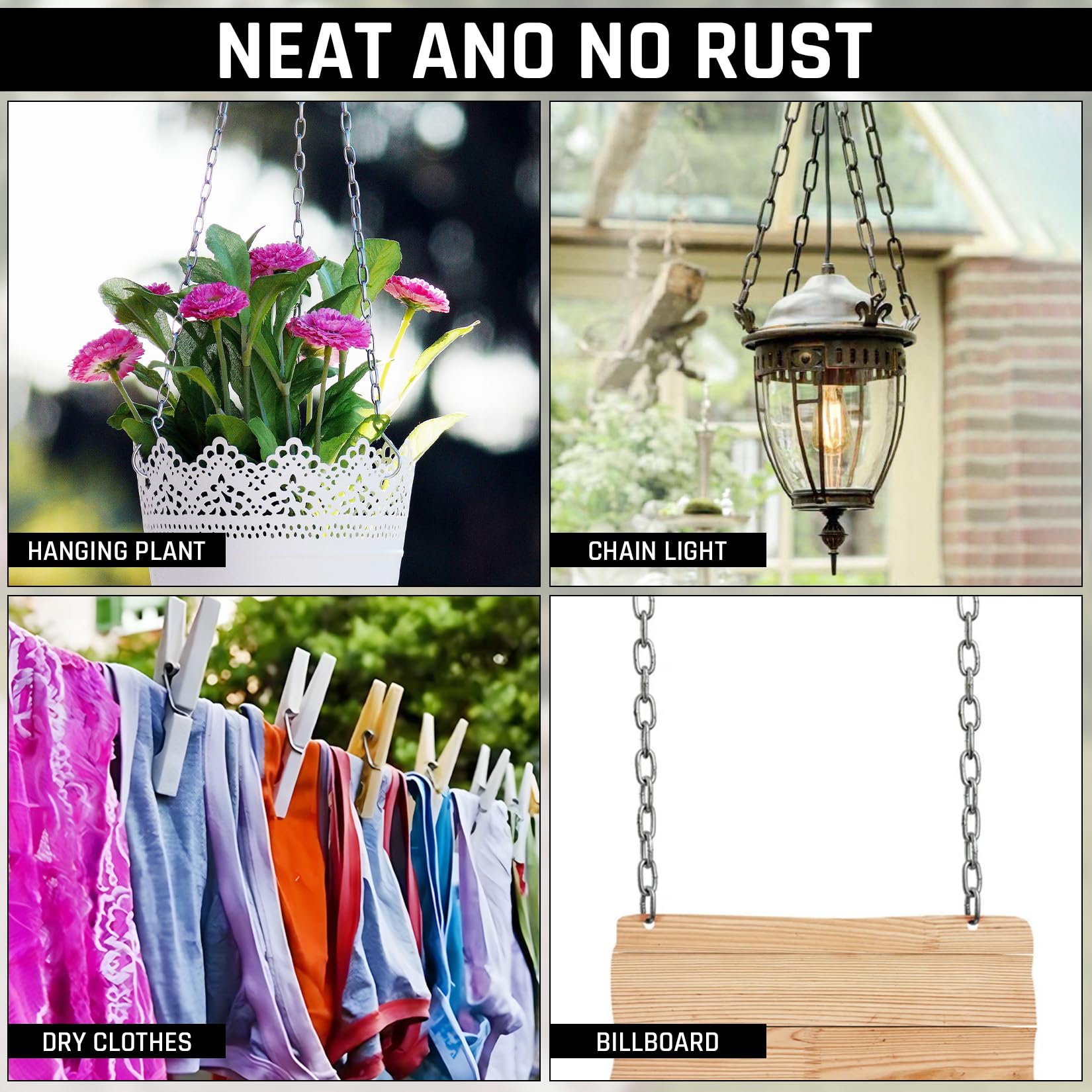 50ft 3mm Galvanized Iron Hanging Chain Roll - Metal Chains for Light Chain & Outdoor Use, Bird Feeders, Artworks, Flowerpots & DIY Home Projects — Amazon image 7