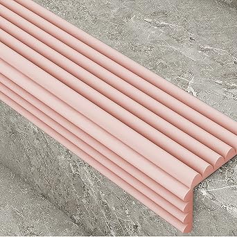 Shaped Stair Edge Protector PVC Stair Edging Self-Adhesive Rubber Stair Non-Slip Stair Tread Stair Trim for Indoor & Outdoor Stair UsePink,2m/6.5ft8cm/3in