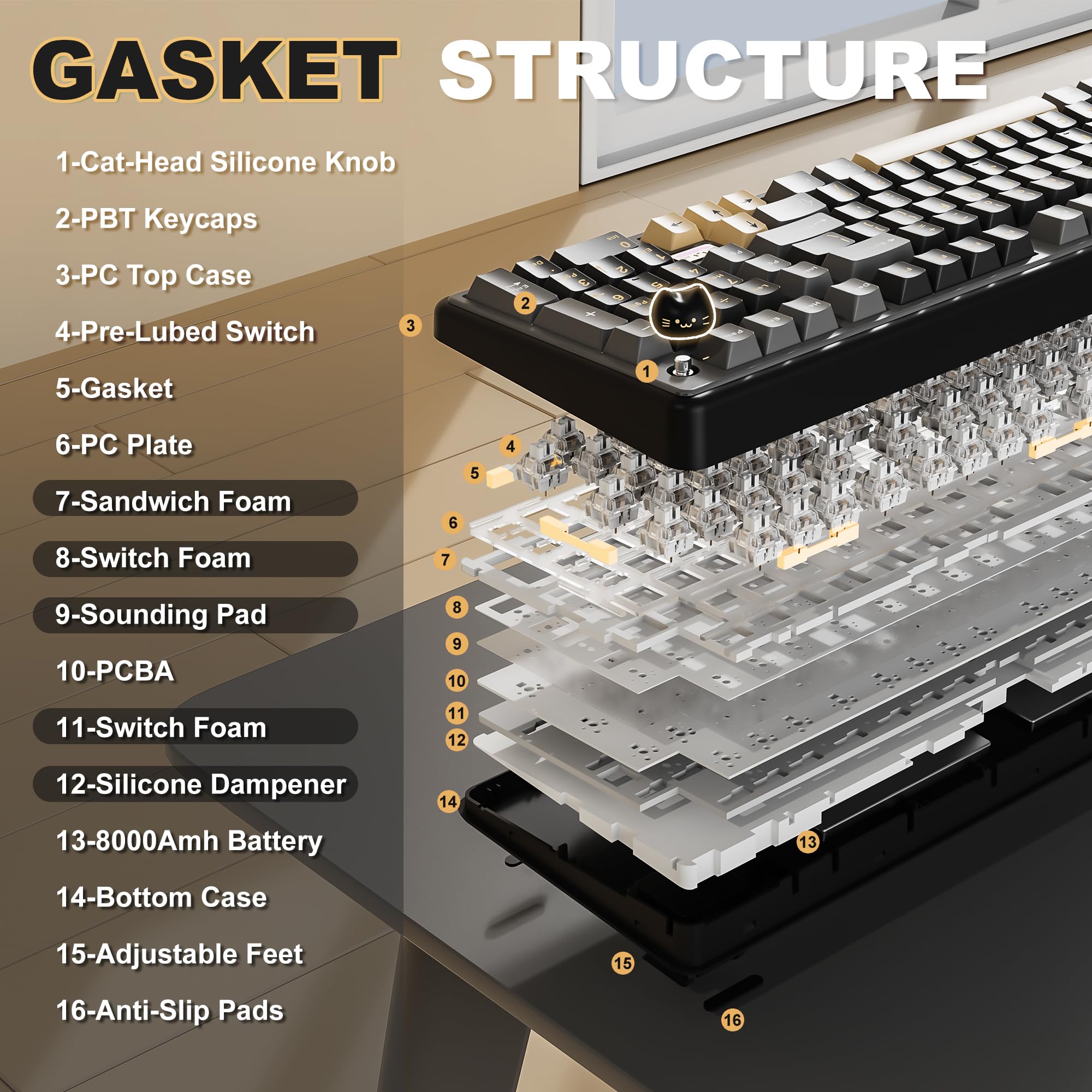 Amazon | YUNZII B98 PRO QMK/VIA ワイヤレス メカニカル ゲーミング